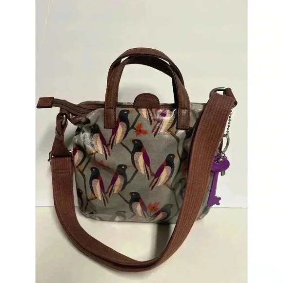 Fossil Gray and Brown Bird Print Women's Bag - Picture 2 of 5